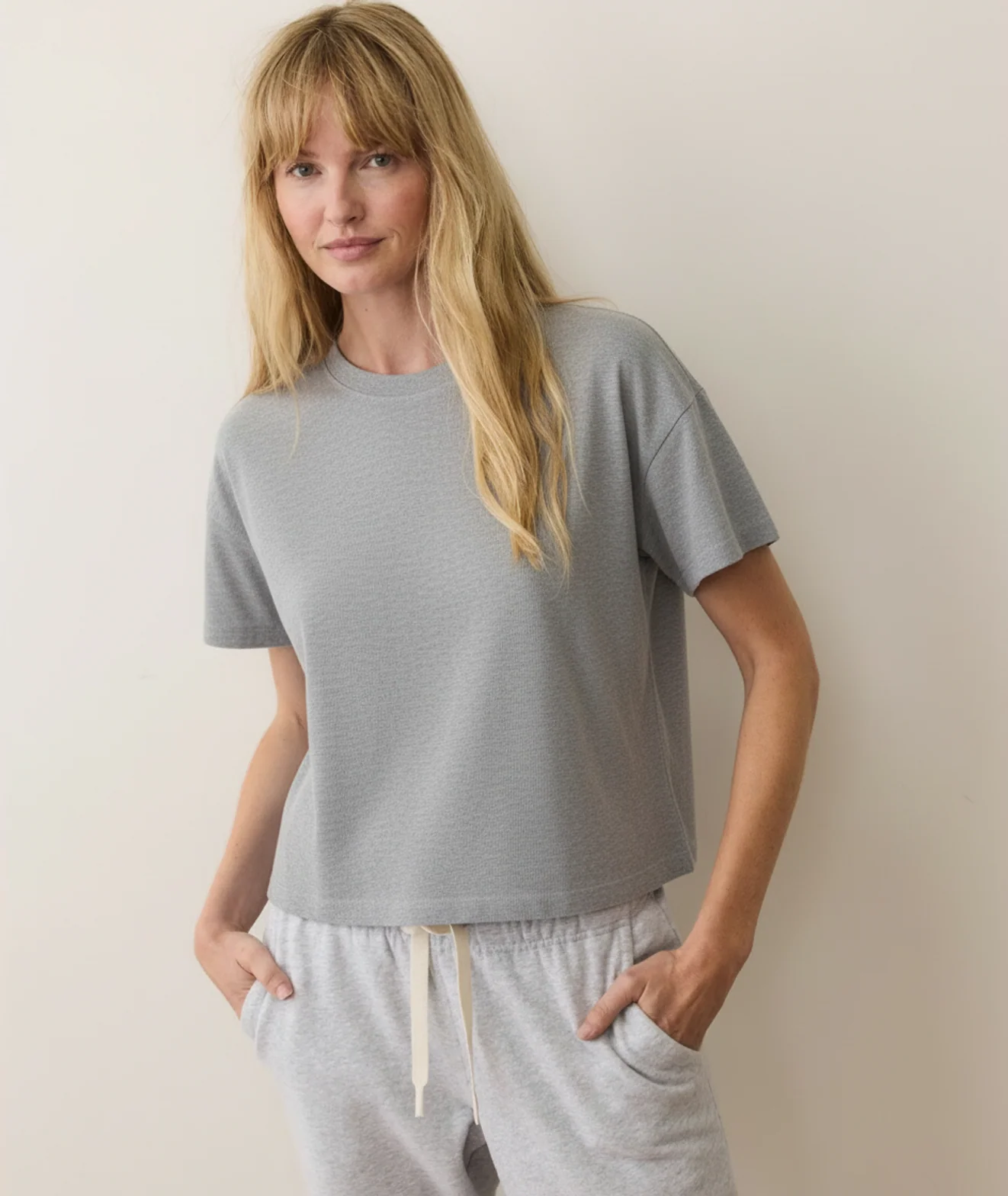 Women's Luxe Sueded Tee in Heather Grey - Image 3