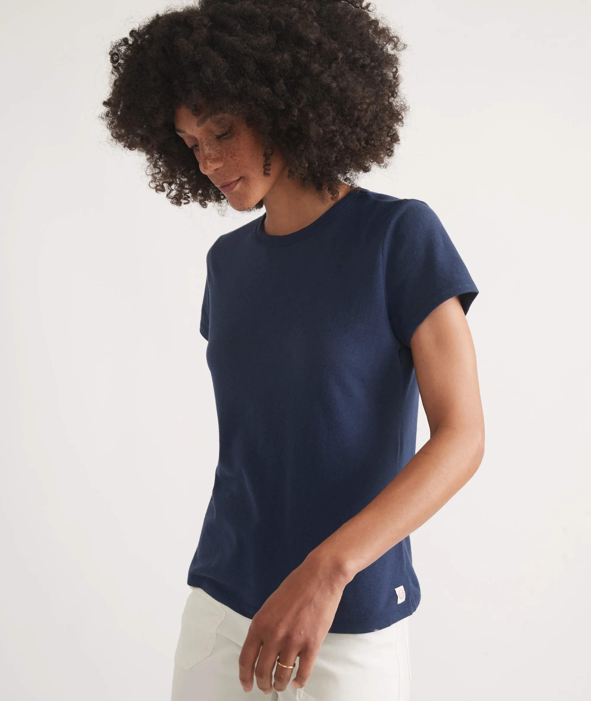 Women's Re-Spun Signature Crew in Navy - Image 4