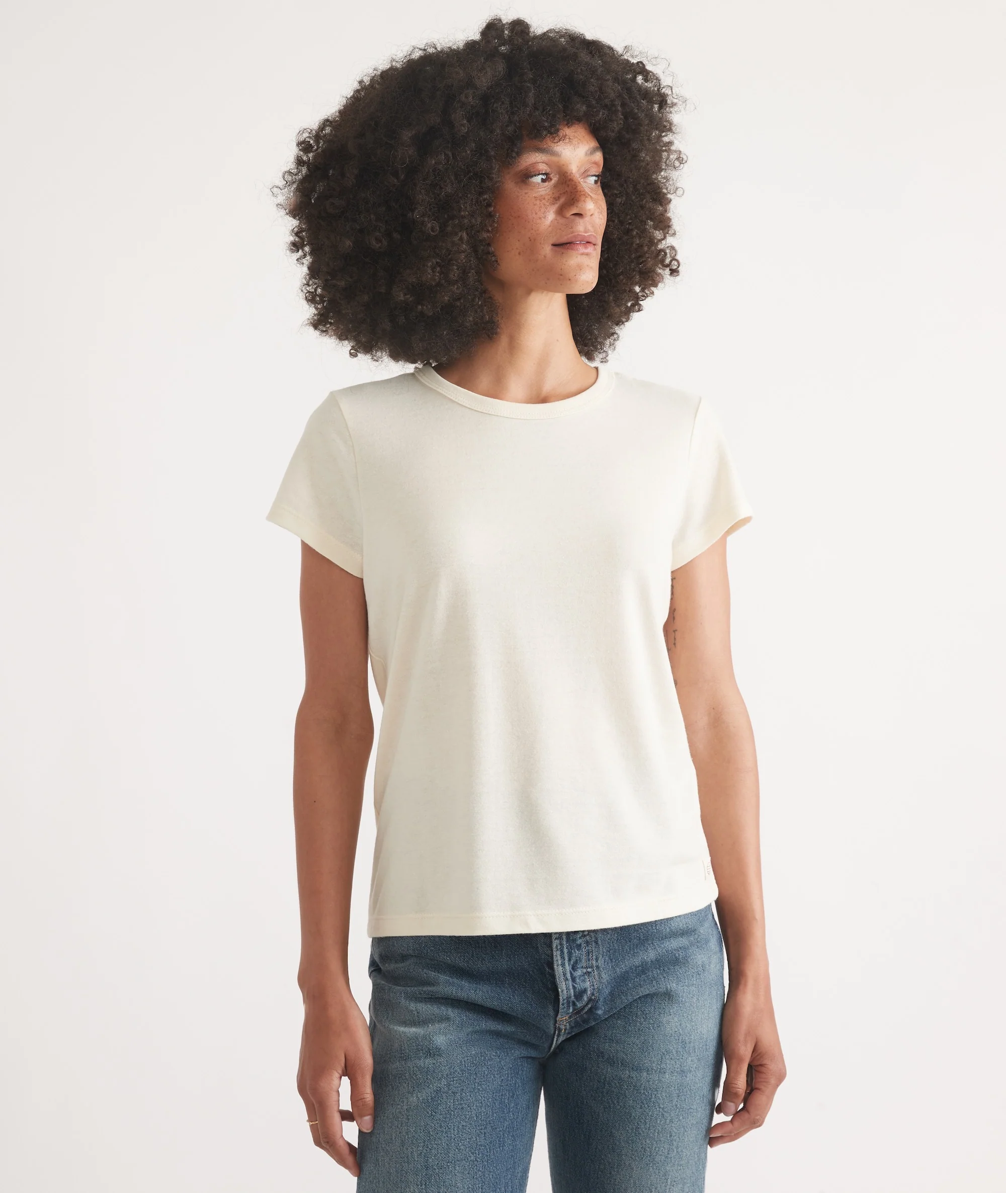 Women's Re-Spun Signature Crew in Natural - Image 5