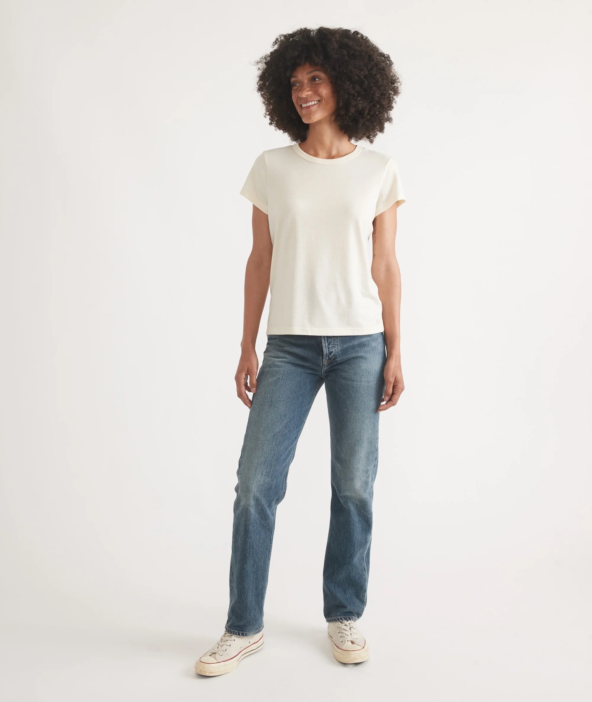 Women's Re-Spun Signature Crew in Natural - Image 7